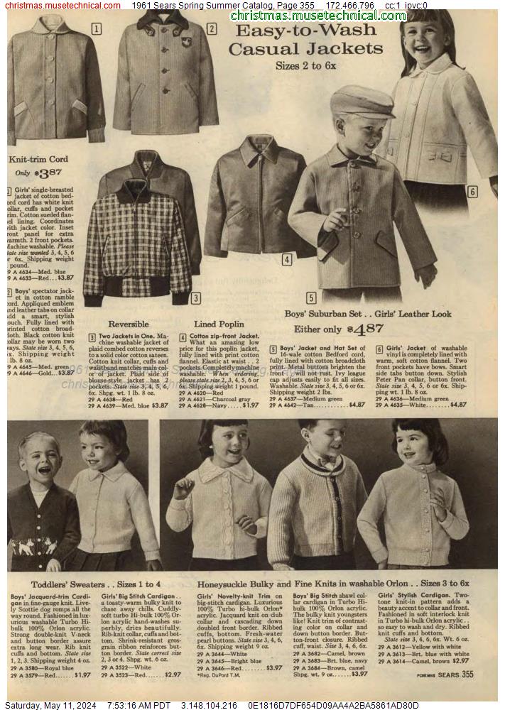 1961 Sears Spring Summer Catalog, Page 355