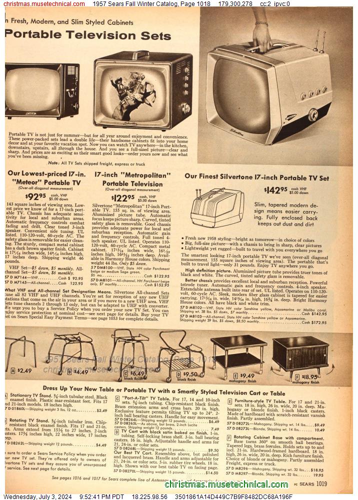 1957 Sears Fall Winter Catalog, Page 1018