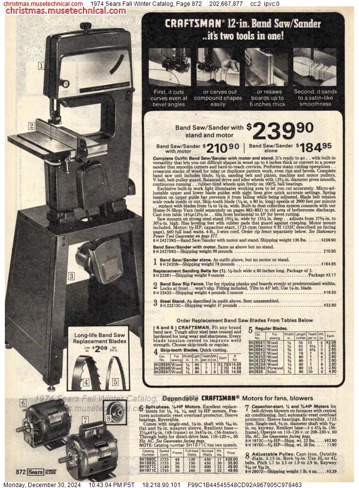 1974 Sears Fall Winter Catalog, Page 872