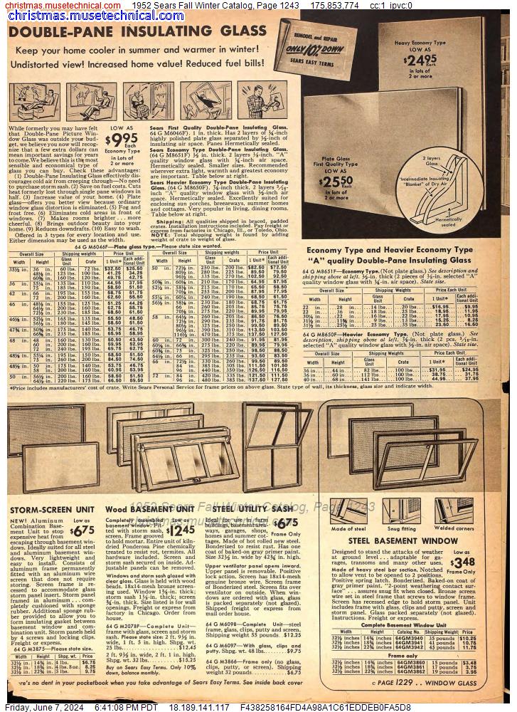 1952 Sears Fall Winter Catalog, Page 1243