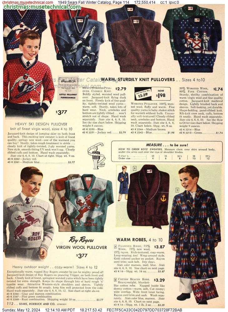 1949 Sears Fall Winter Catalog, Page 114