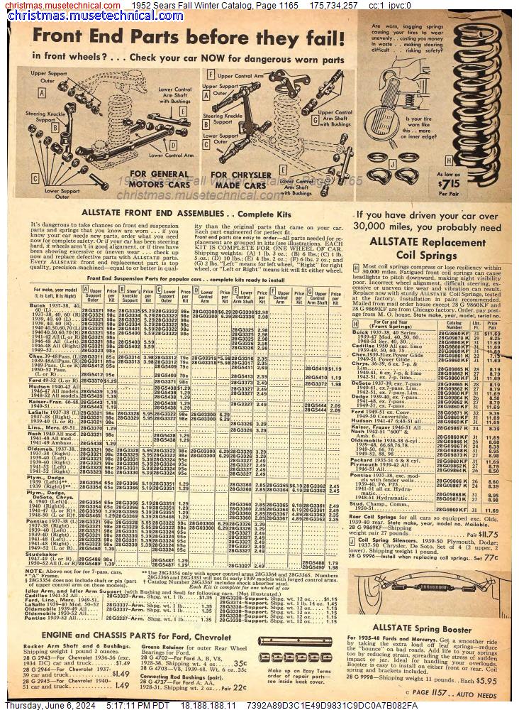 1952 Sears Fall Winter Catalog, Page 1165