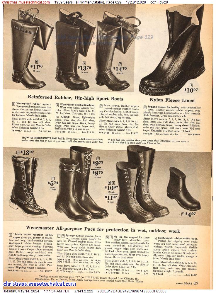 1959 Sears Fall Winter Catalog, Page 629