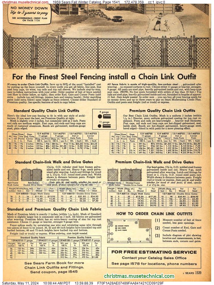 1959 Sears Fall Winter Catalog, Page 1541
