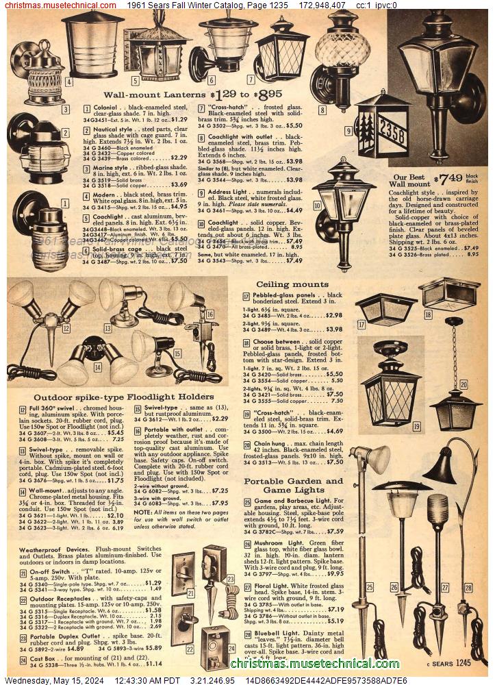 1961 Sears Fall Winter Catalog, Page 1235