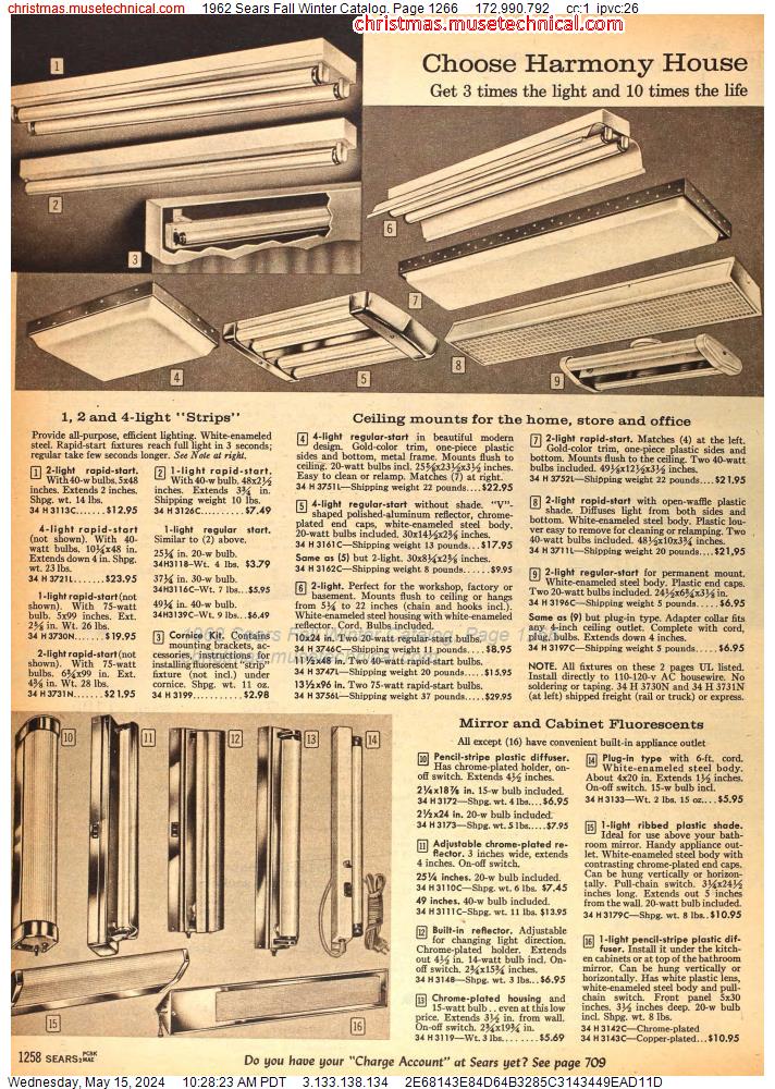 1962 Sears Fall Winter Catalog, Page 1266