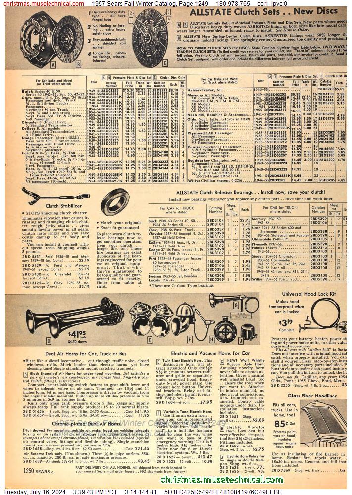 1957 Sears Fall Winter Catalog, Page 1249