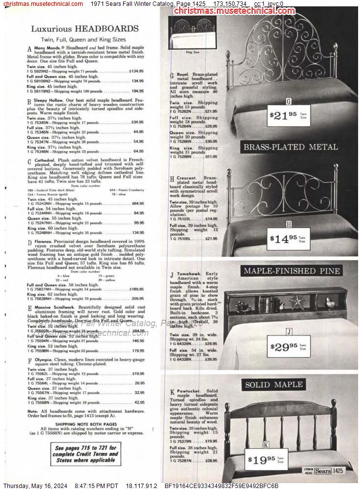 1971 Sears Fall Winter Catalog, Page 1425