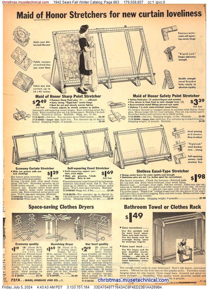1942 Sears Fall Winter Catalog, Page 863