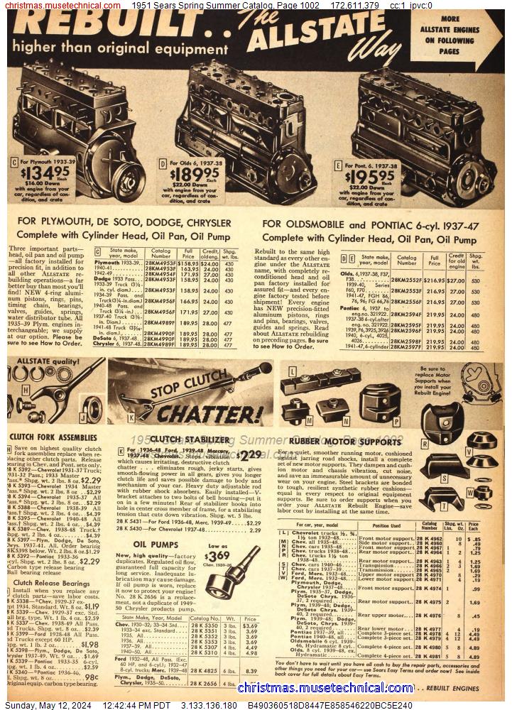 1951 Sears Spring Summer Catalog, Page 1002
