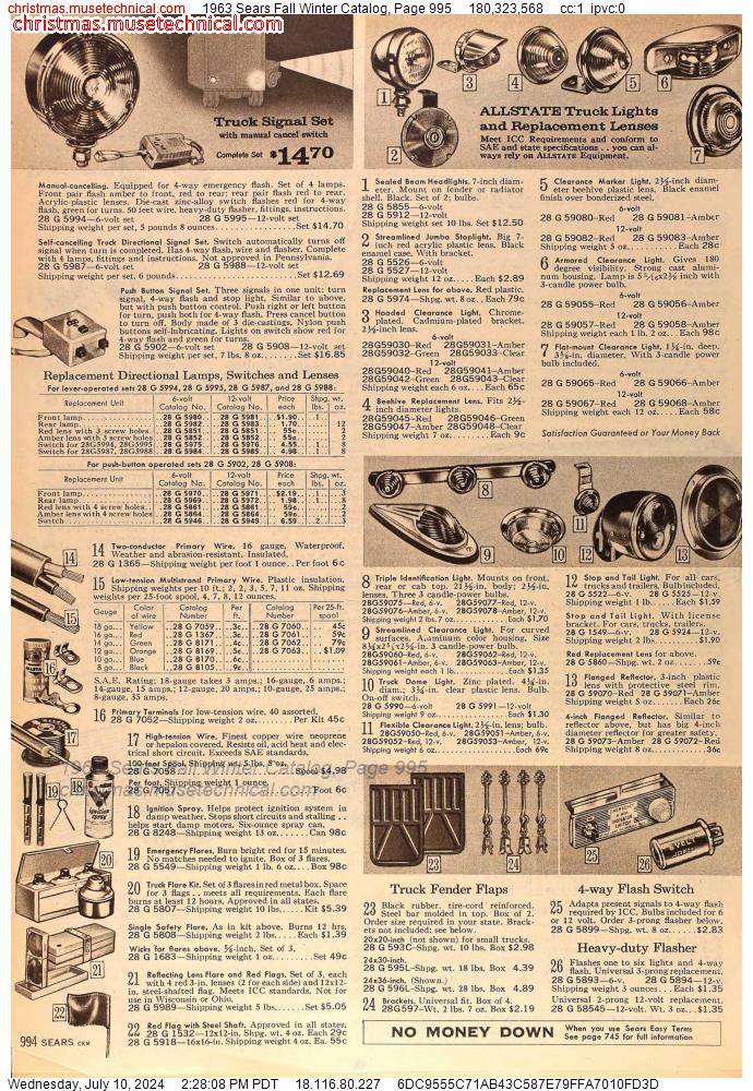 1963 Sears Fall Winter Catalog, Page 995