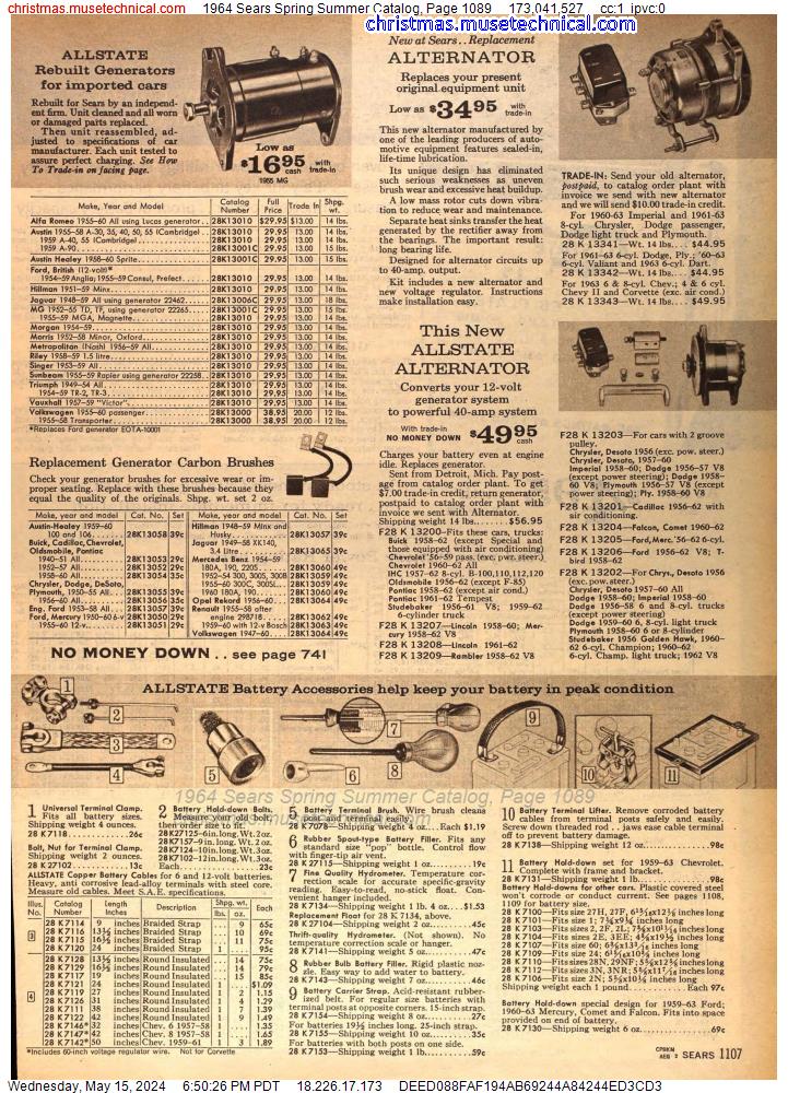 1964 Sears Spring Summer Catalog, Page 1089