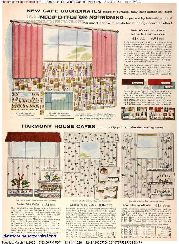 1956 Sears Fall Winter Catalog, Page 876