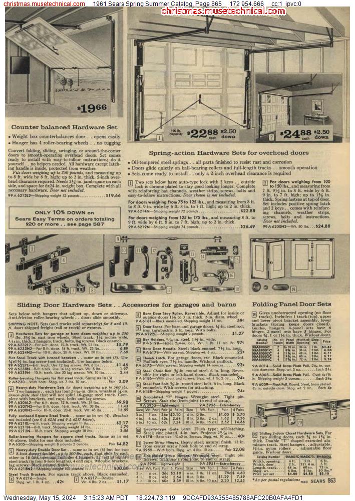 1961 Sears Spring Summer Catalog, Page 865