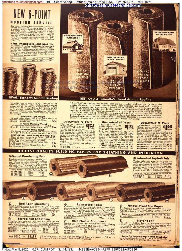 1939 Sears Spring Summer Catalog, Page 1054
