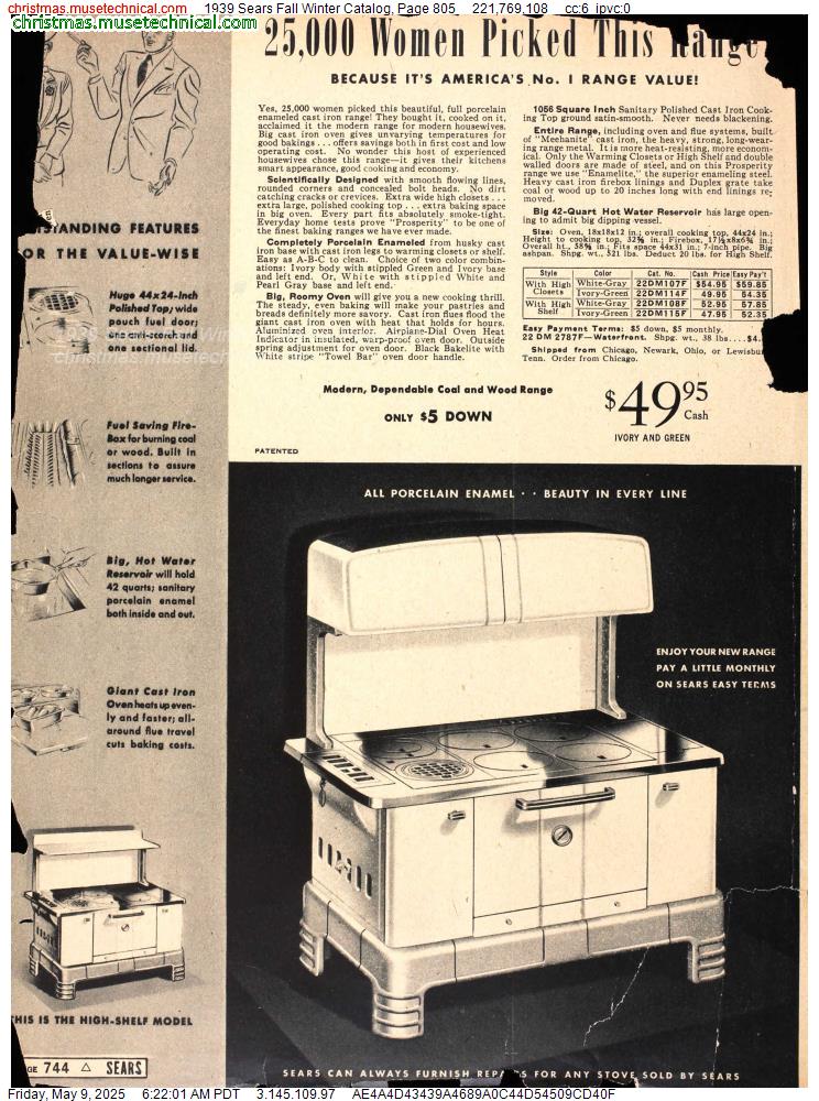 1939 Sears Fall Winter Catalog, Page 805