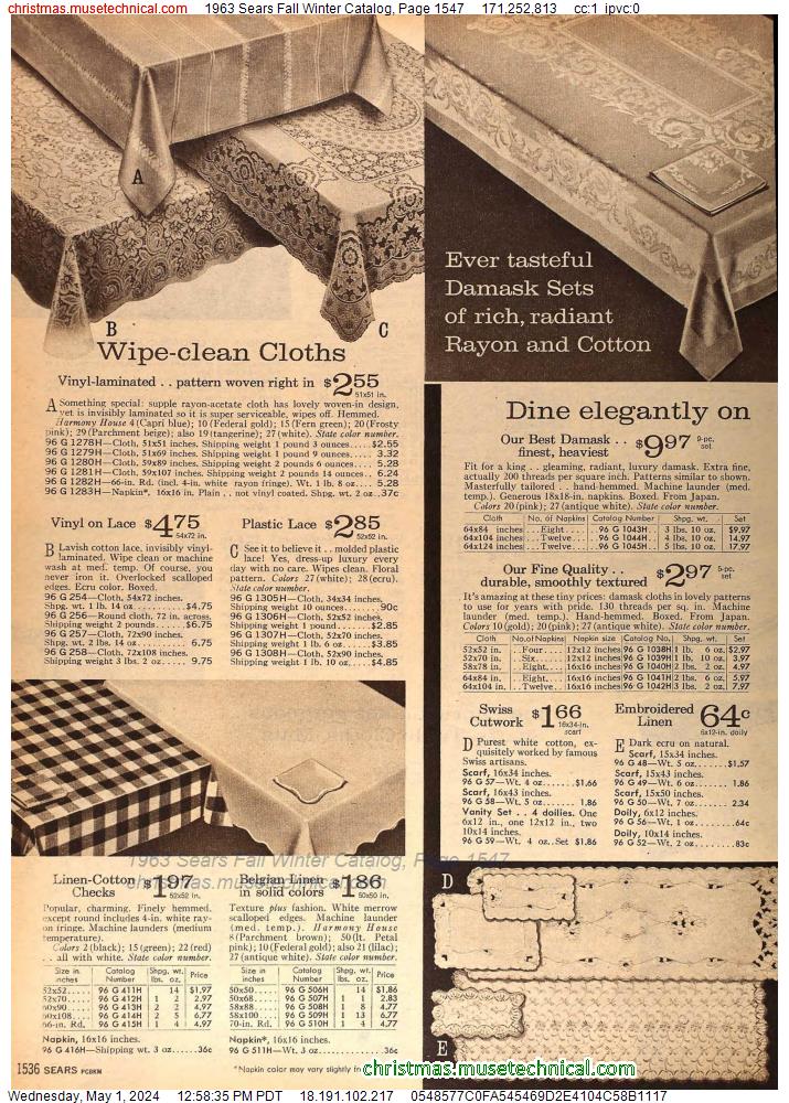 1963 Sears Fall Winter Catalog, Page 1547