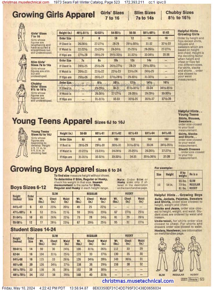 1973 Sears Fall Winter Catalog, Page 523