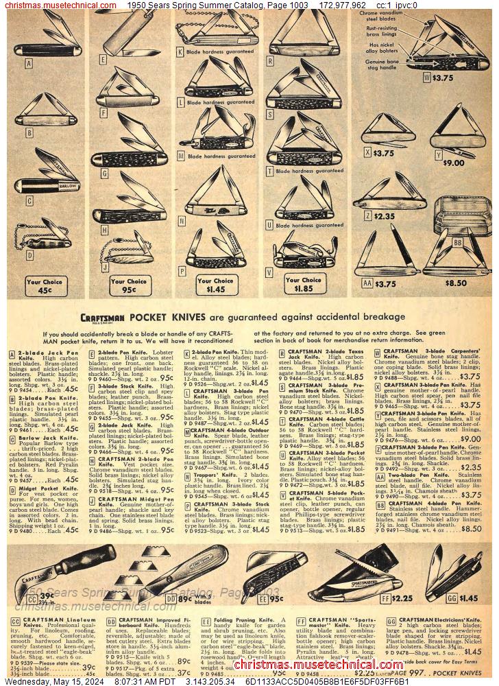 1950 Sears Spring Summer Catalog, Page 1003