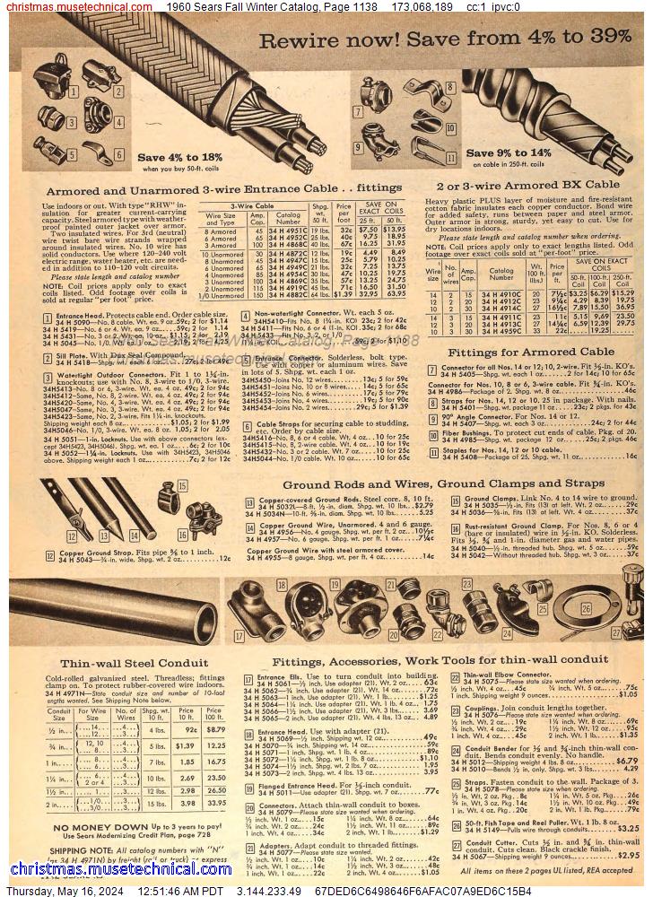 1960 Sears Fall Winter Catalog, Page 1138