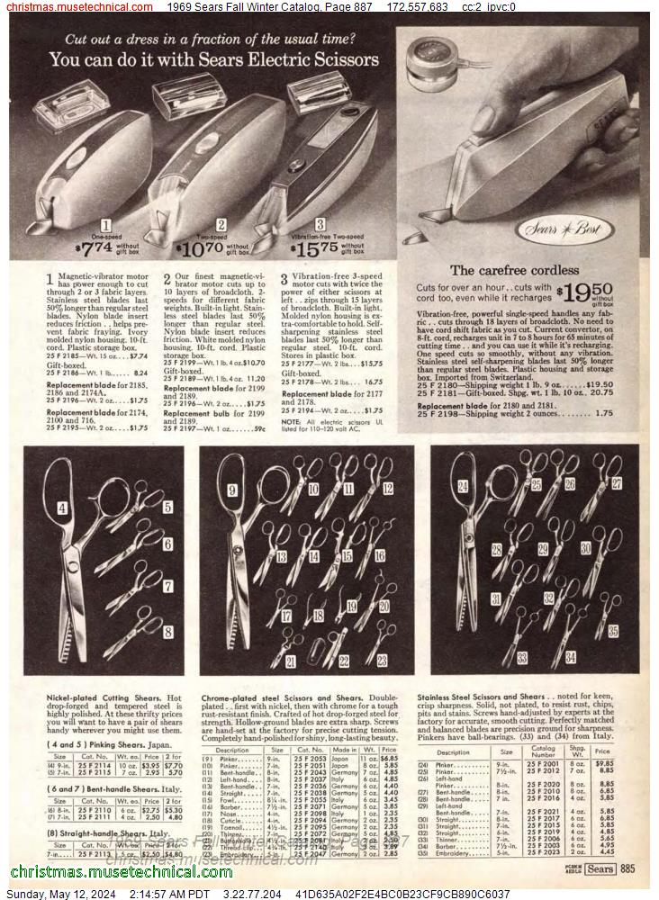 1969 Sears Fall Winter Catalog, Page 887