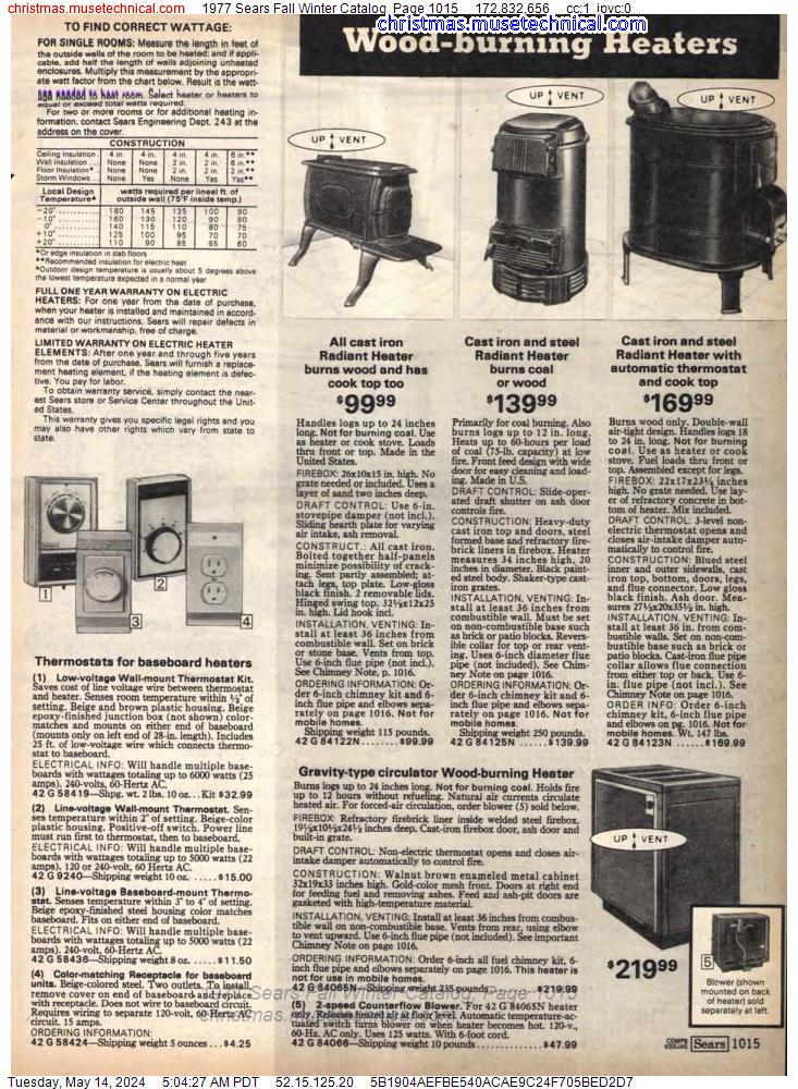 1977 Sears Fall Winter Catalog, Page 1015