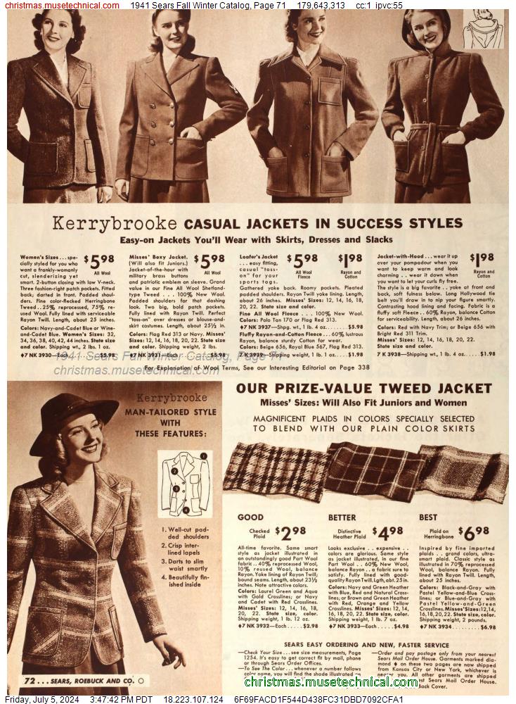 1941 Sears Fall Winter Catalog, Page 71