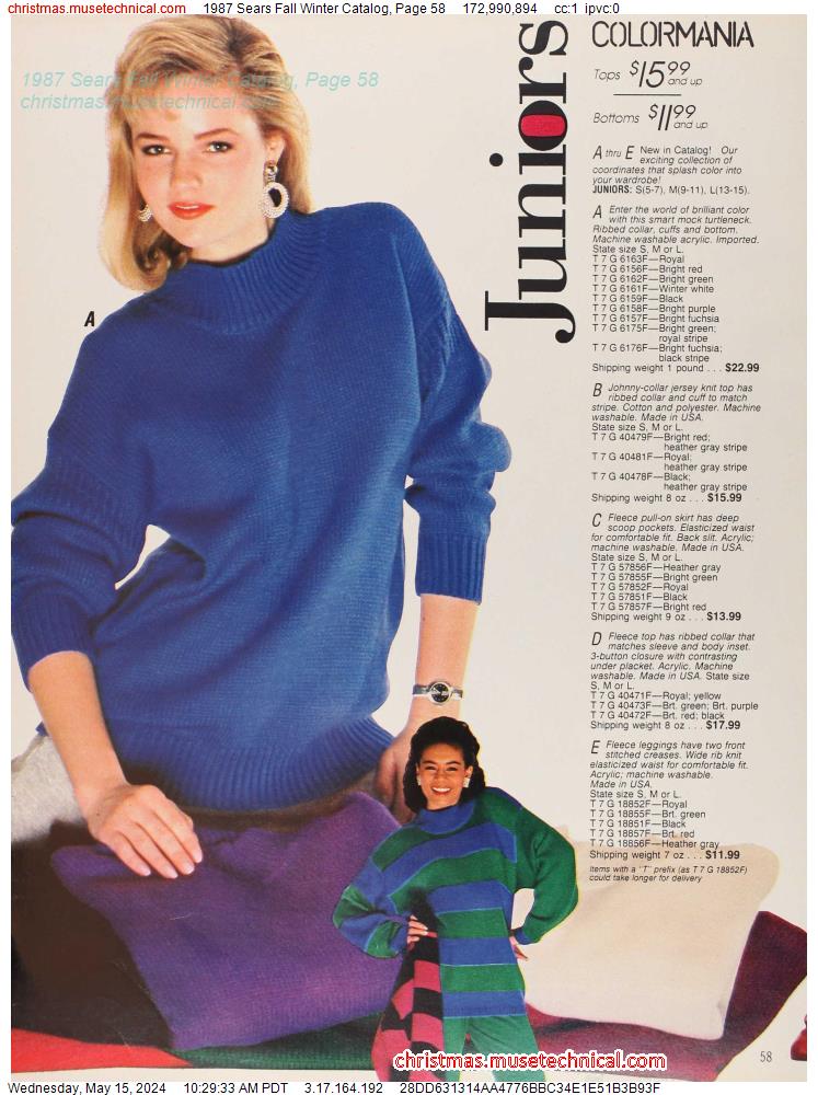 1987 Sears Fall Winter Catalog, Page 58
