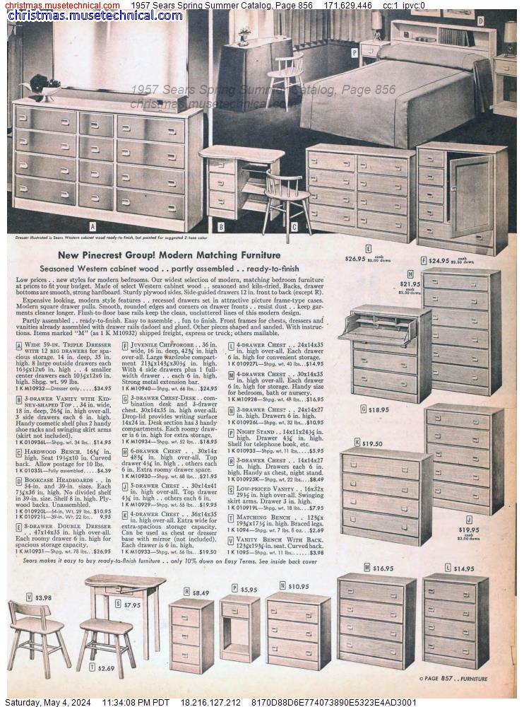 1957 Sears Spring Summer Catalog, Page 856