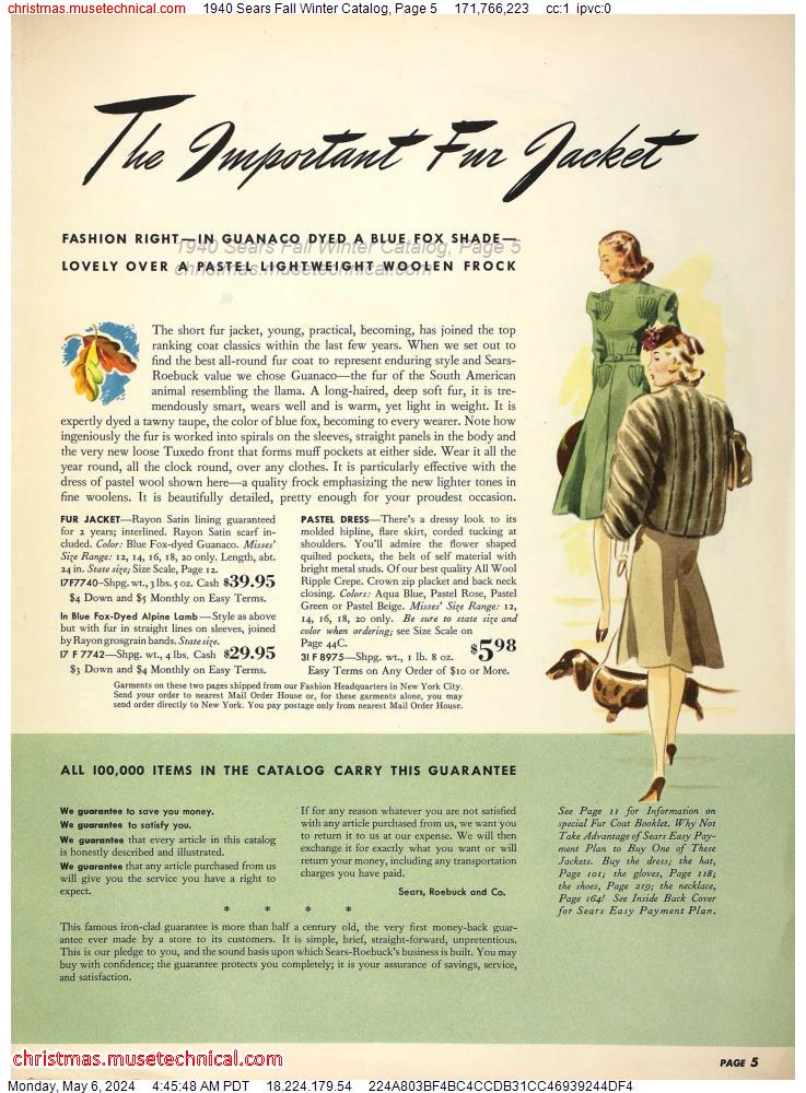 1940 Sears Fall Winter Catalog, Page 5