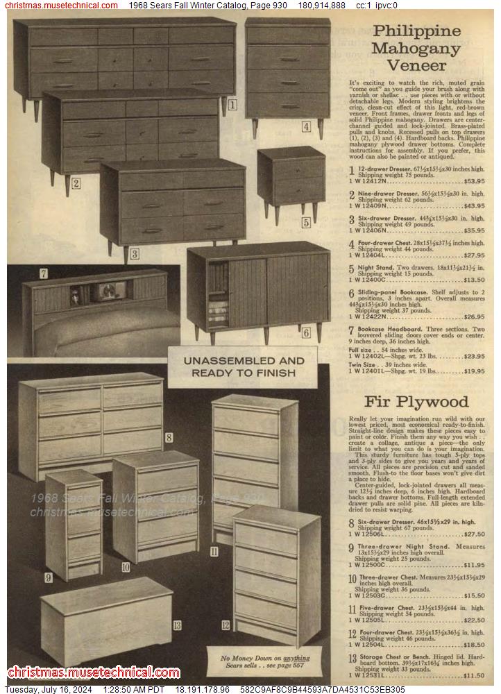 1968 Sears Fall Winter Catalog, Page 930