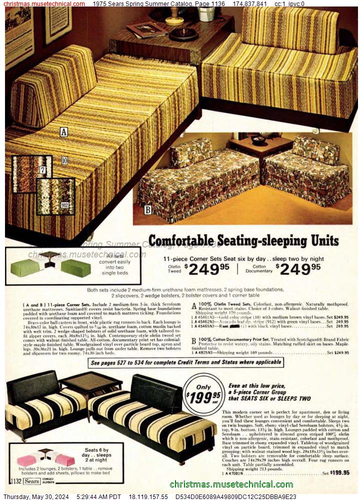 1975 Sears Spring Summer Catalog, Page 1136