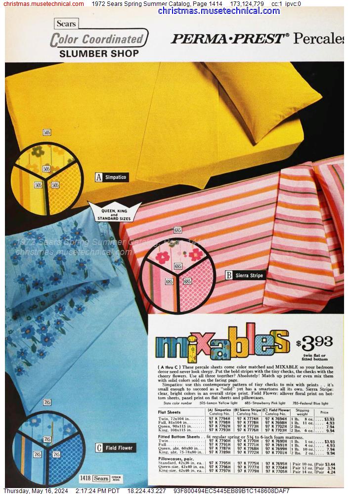 1972 Sears Spring Summer Catalog, Page 1414