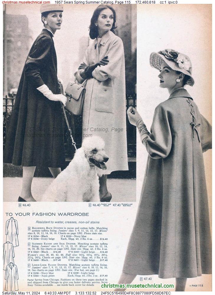 1957 Sears Spring Summer Catalog, Page 115