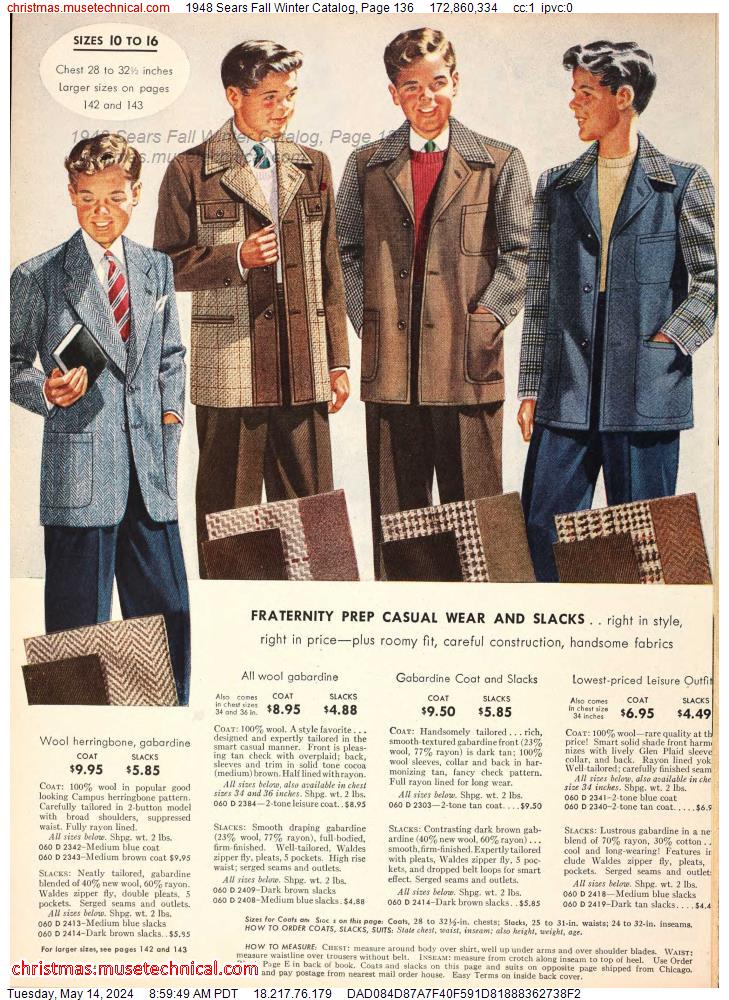 1948 Sears Fall Winter Catalog, Page 136