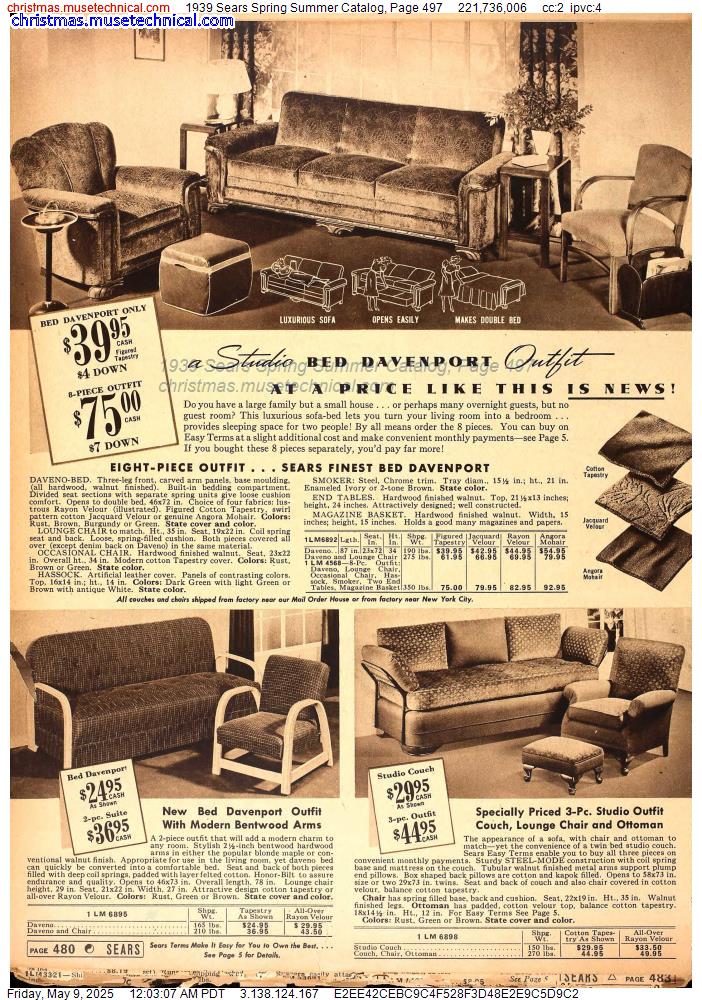 1939 Sears Spring Summer Catalog, Page 497