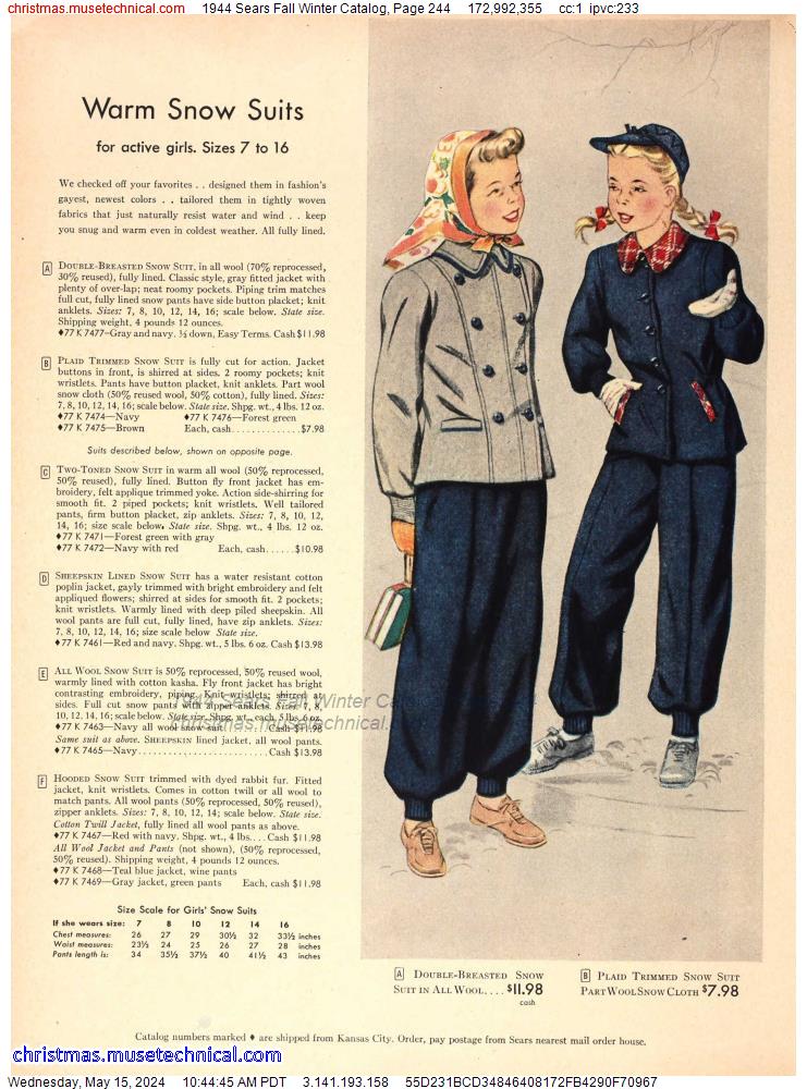 1944 Sears Fall Winter Catalog, Page 244