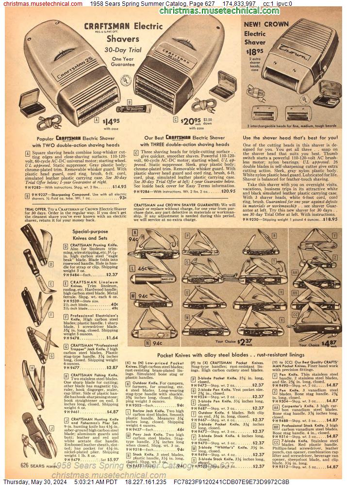 1958 Sears Spring Summer Catalog, Page 627