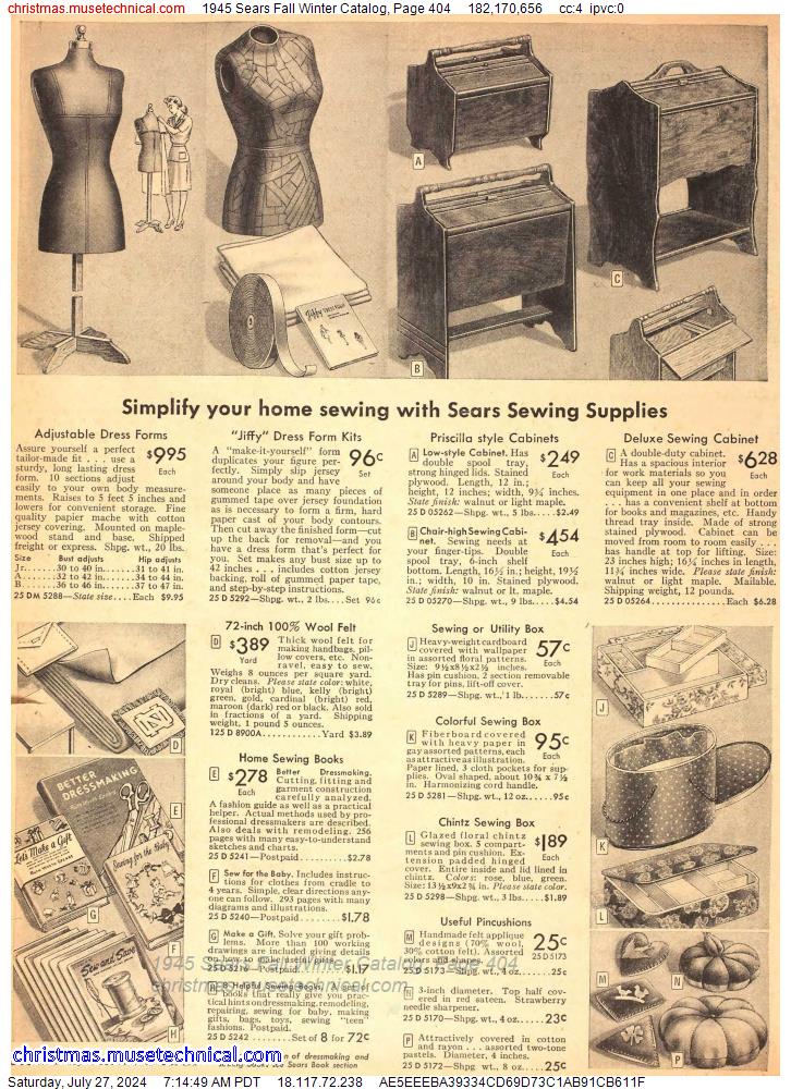 1945 Sears Fall Winter Catalog, Page 404
