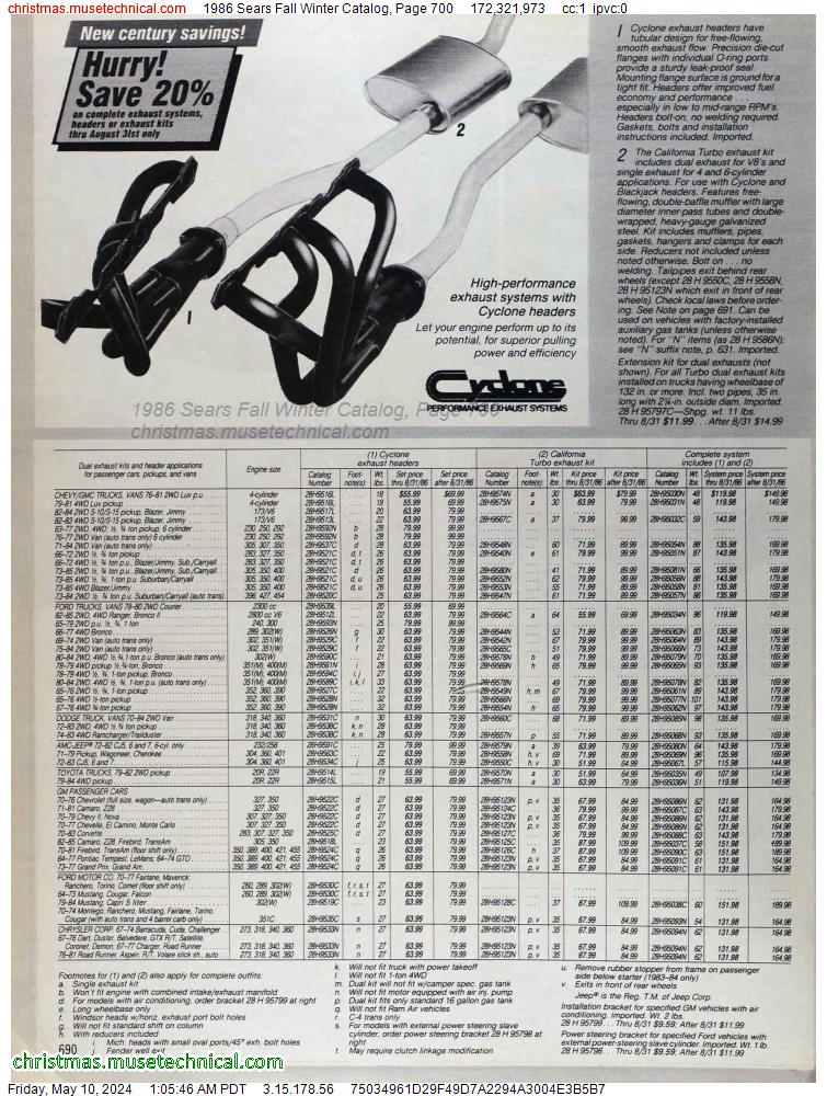 1986 Sears Fall Winter Catalog, Page 700