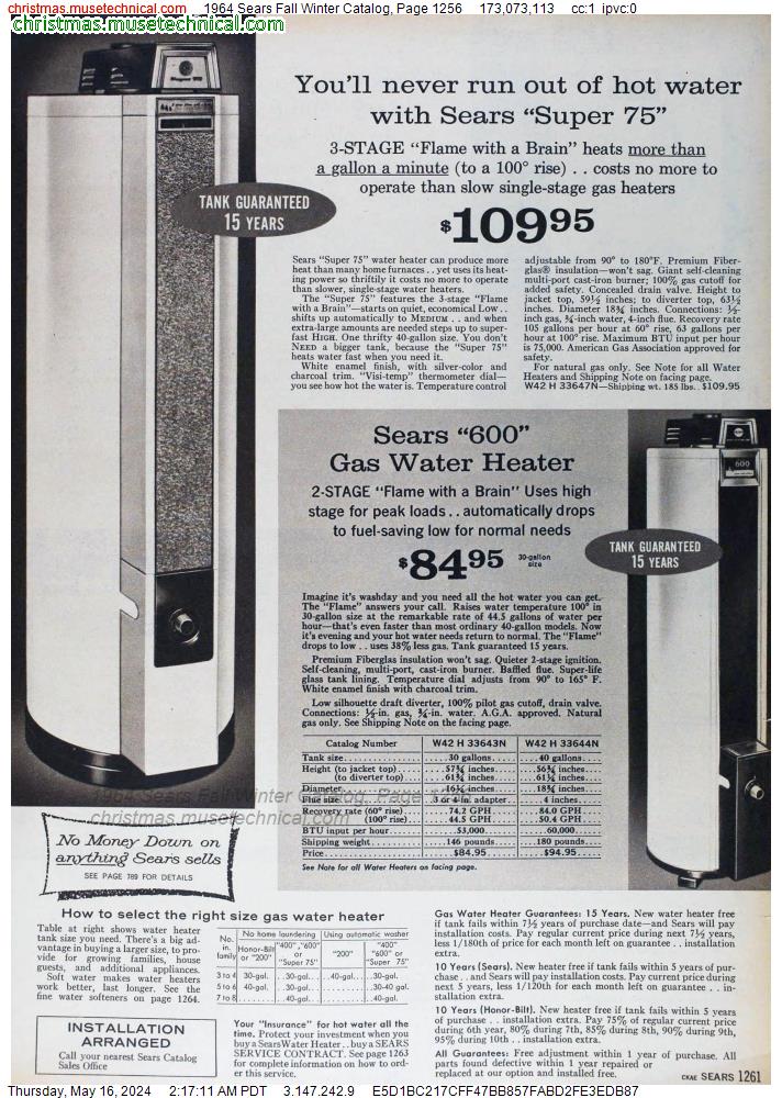 1964 Sears Fall Winter Catalog, Page 1256