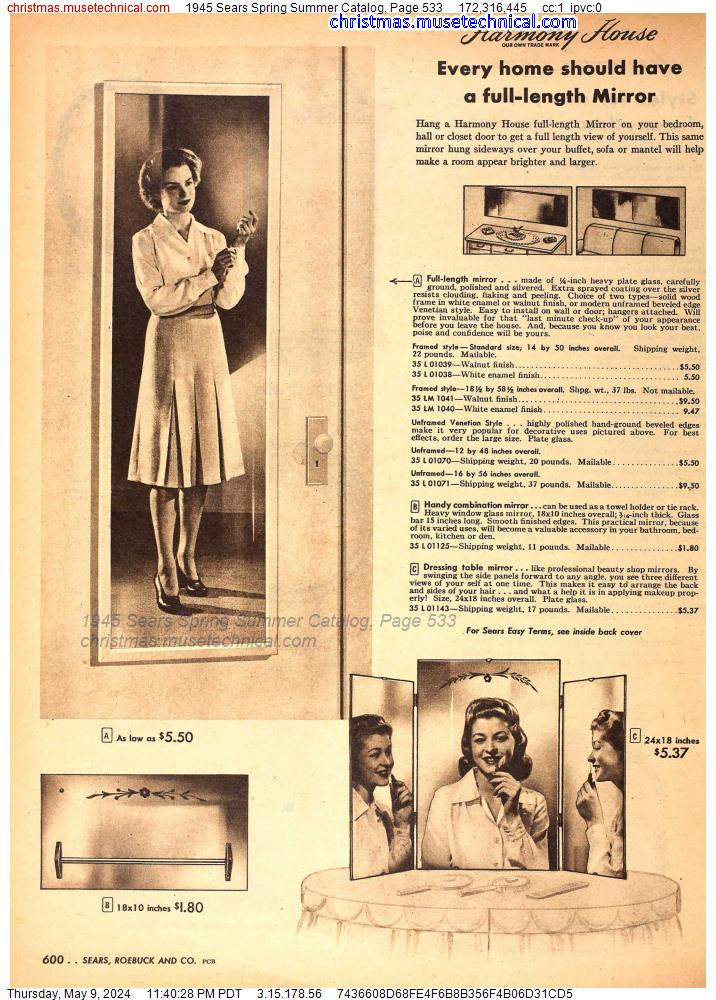 1945 Sears Spring Summer Catalog, Page 533
