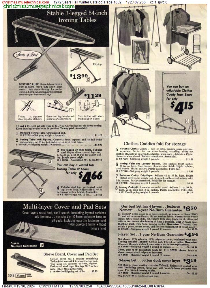 1972 Sears Fall Winter Catalog, Page 1052