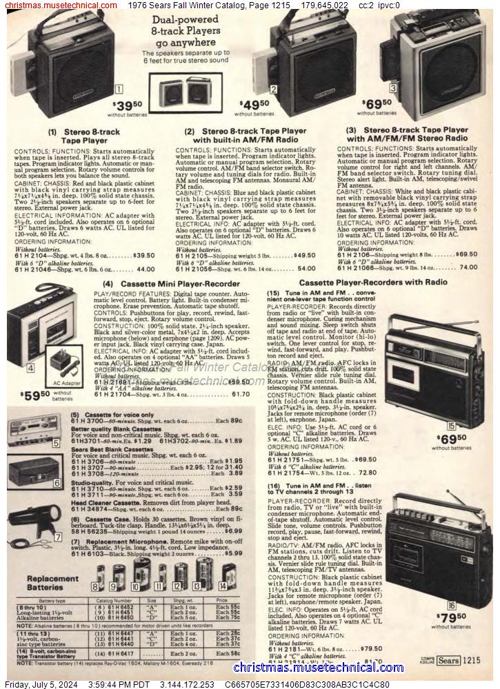 1976 Sears Fall Winter Catalog, Page 1215