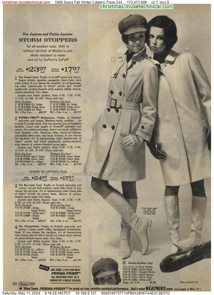 1968 Sears Fall Winter Catalog, Page 244