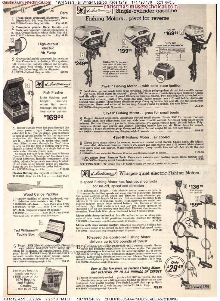 1974 Sears Fall Winter Catalog, Page 1219