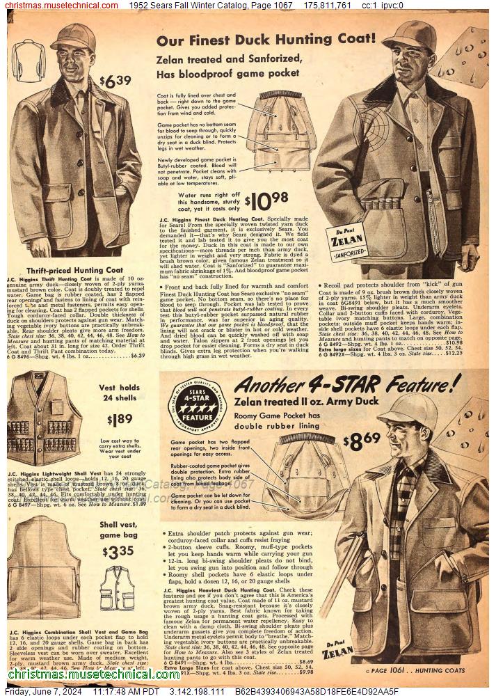 1952 Sears Fall Winter Catalog, Page 1067