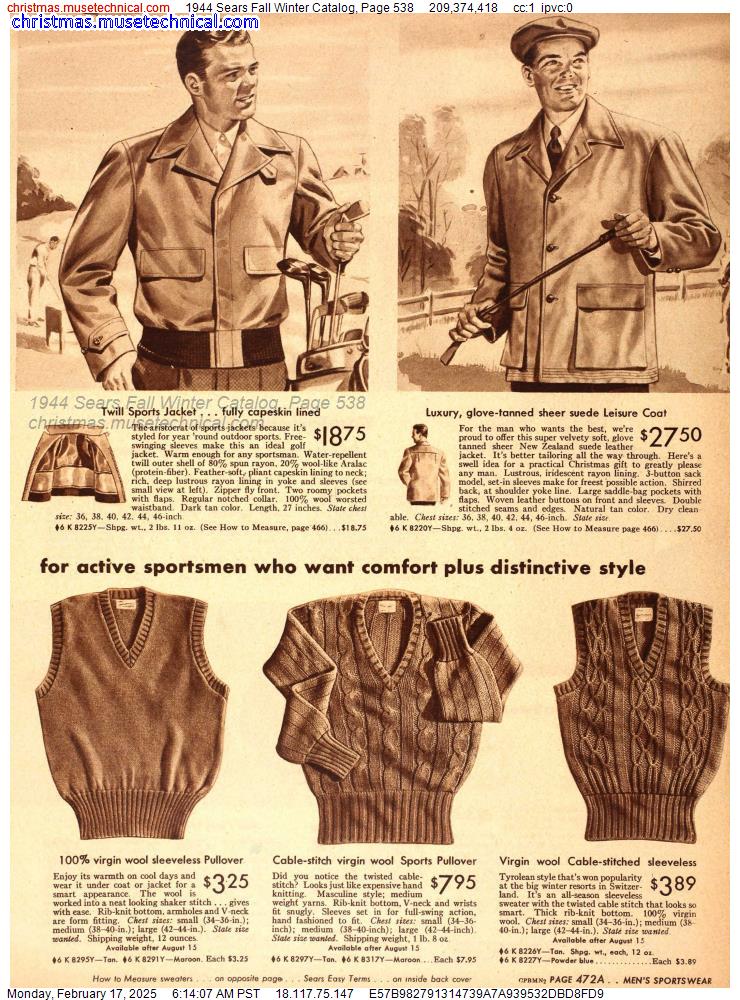 1944 Sears Fall Winter Catalog, Page 538