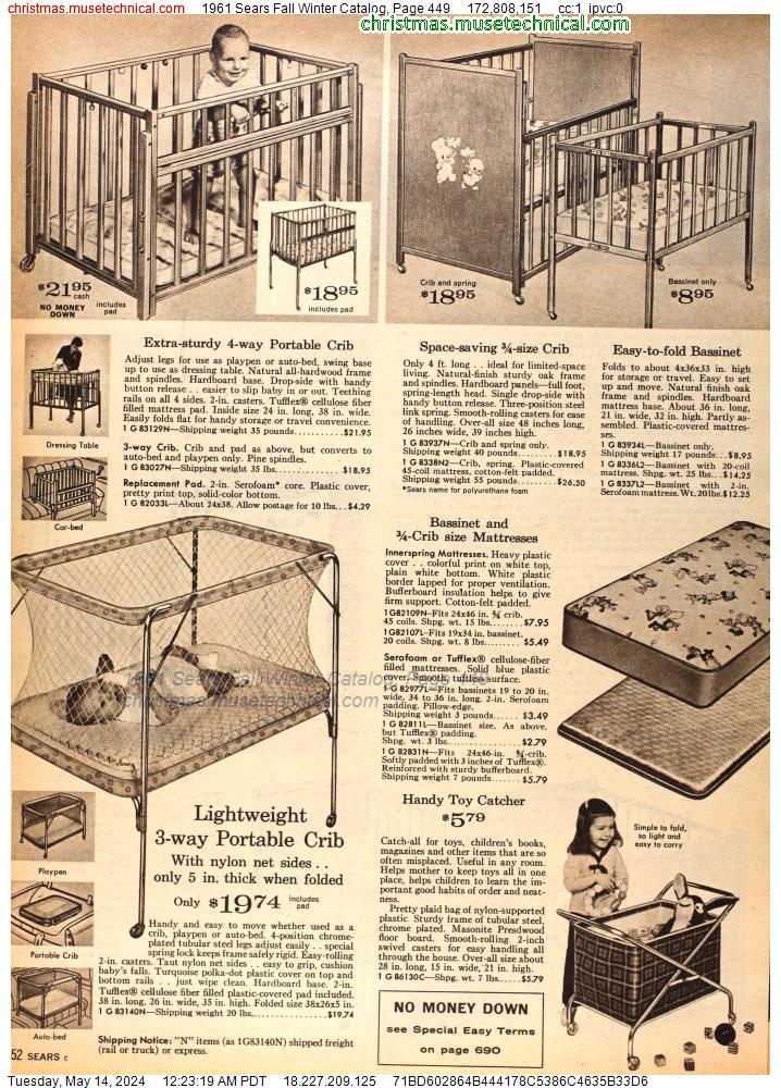 1961 Sears Fall Winter Catalog, Page 449