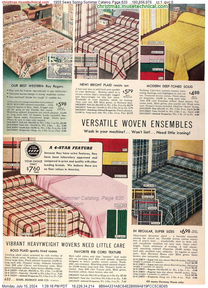 1955 Sears Spring Summer Catalog, Page 630